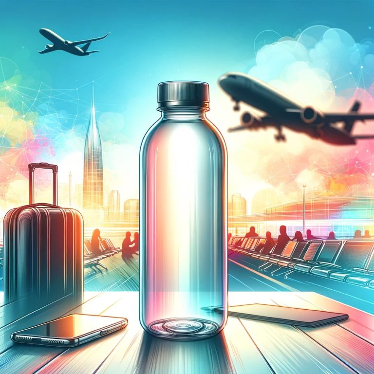 empty water bottle plane
